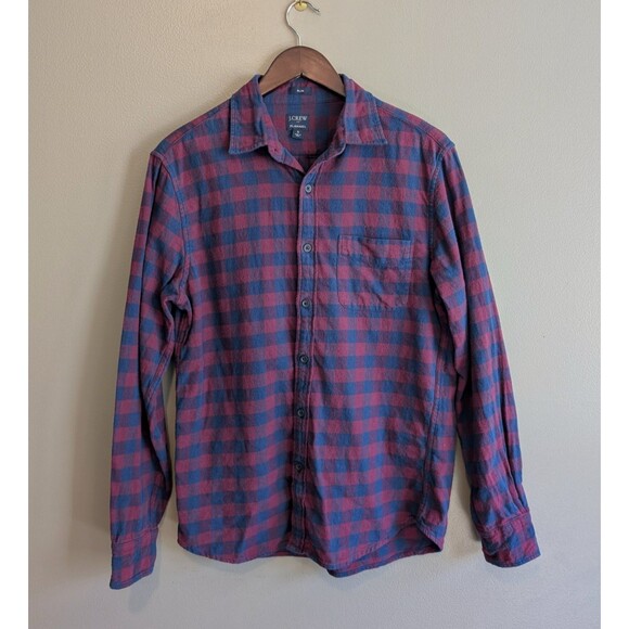 J.Crew Size Small Flannel Shirt Mens Button Up Check Blue Red Slim Fit LS S Crew - Picture 1 of 3